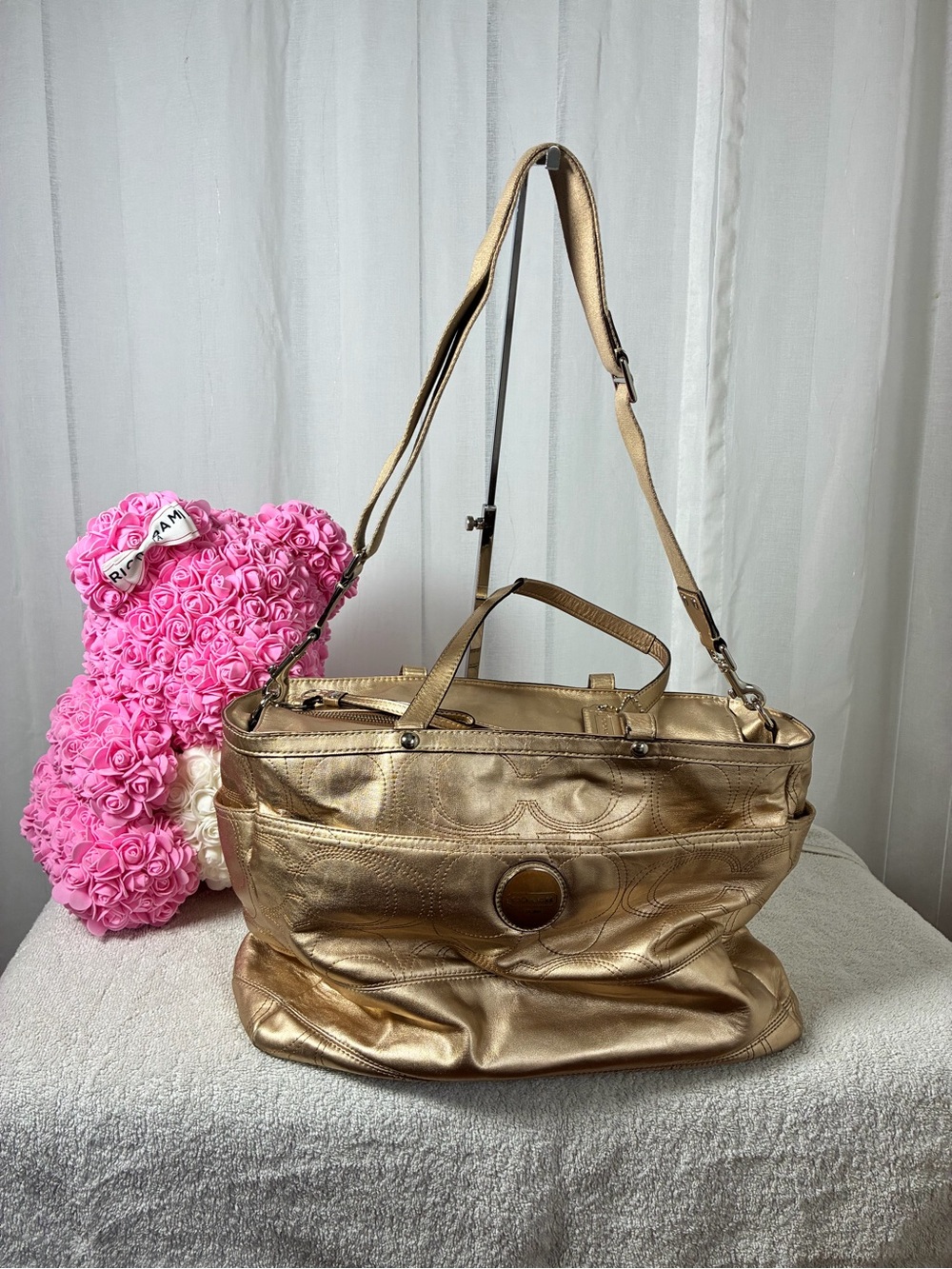 GUC Coach Signature Gold Tote Bag